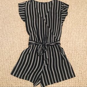 Ann Taylor Loft Black And White Striped Romper